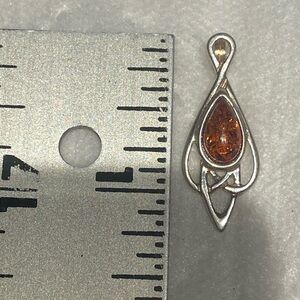 Sterling Silver Pendant with Amber